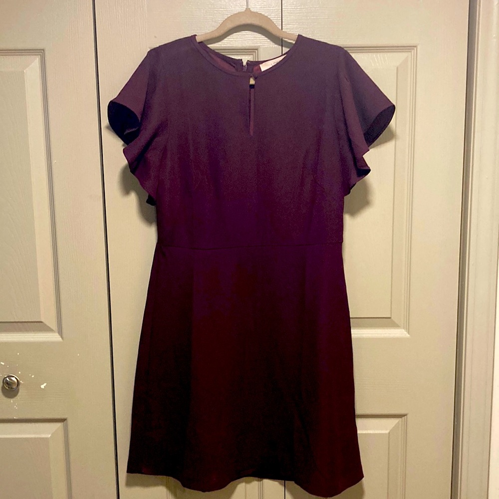Deep purple LOFT dress with keyhole front